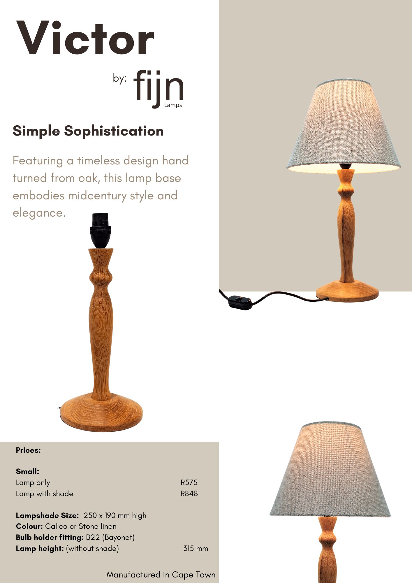 Oak Table Lamp