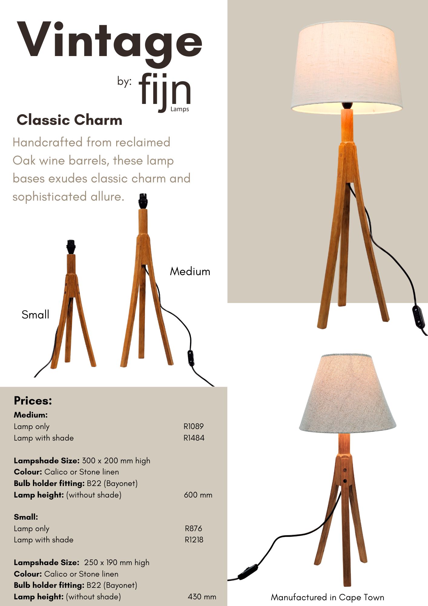 Oak Barrel Lamp