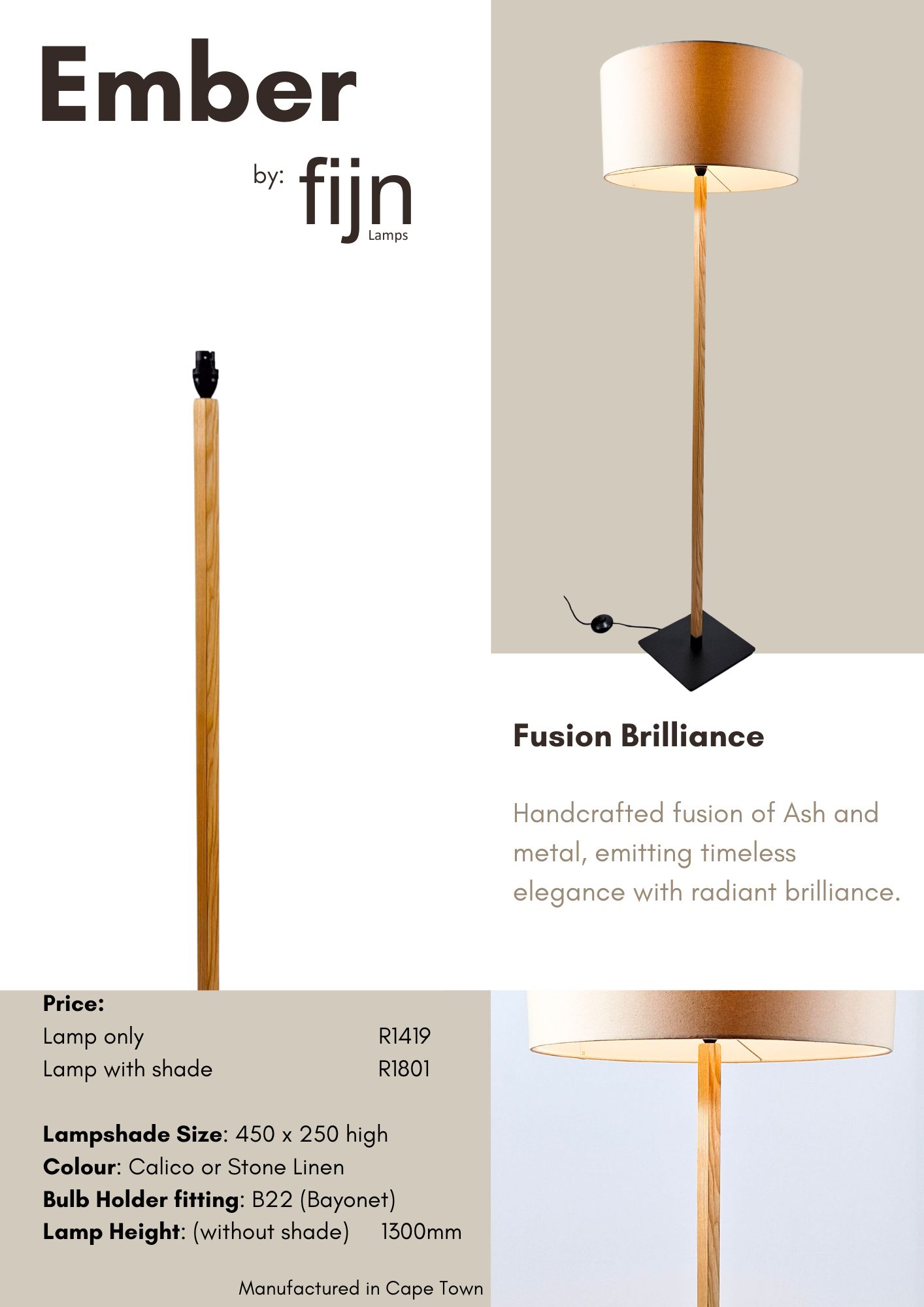 Ember Lamp in Oak in Ash wood