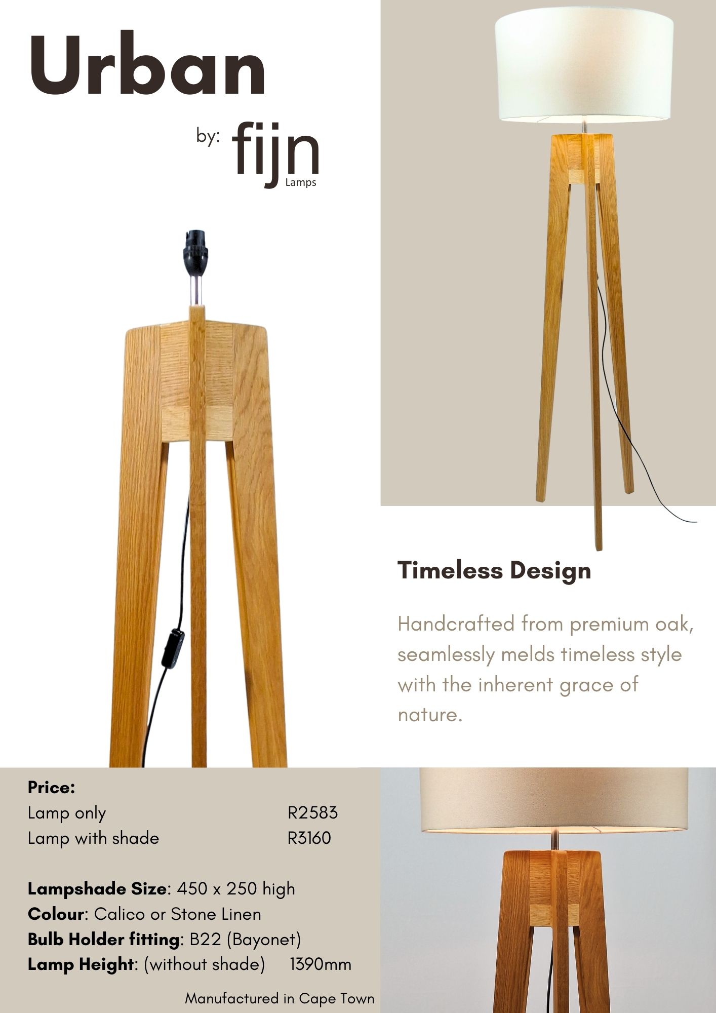 Wooden Lamp made by Box and Base. Available in Oak or Painted Pine
